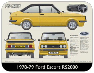 Ford Escort MkII RS2000 1978-79 Place Mat, Medium